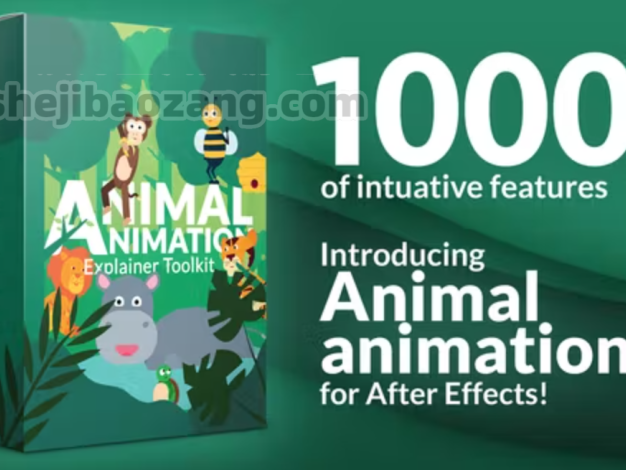 AE模板-创意二维卡通动物解说角色动作绑定MG动画预设工具包V2+使用教程 Animal Character Animation Explainer Toolkit – 百度云下载