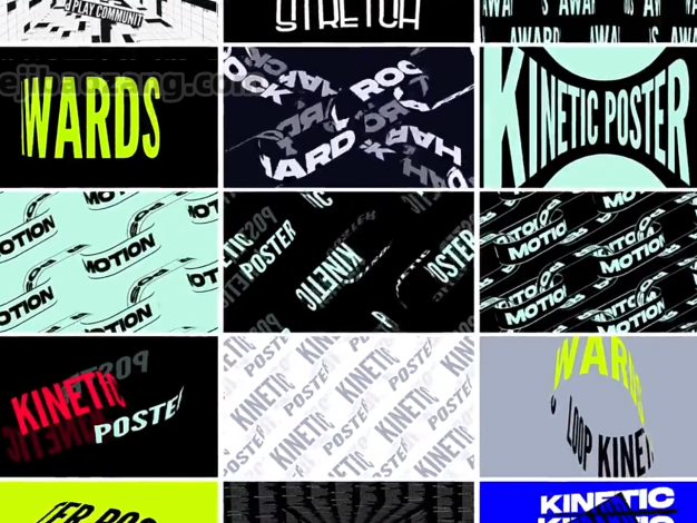 AE脚本-410种3D创意文字环绕时尚海报封面排版设计循环动画Seamless Loop Kinetic Posters v15.4 – 百度云下载