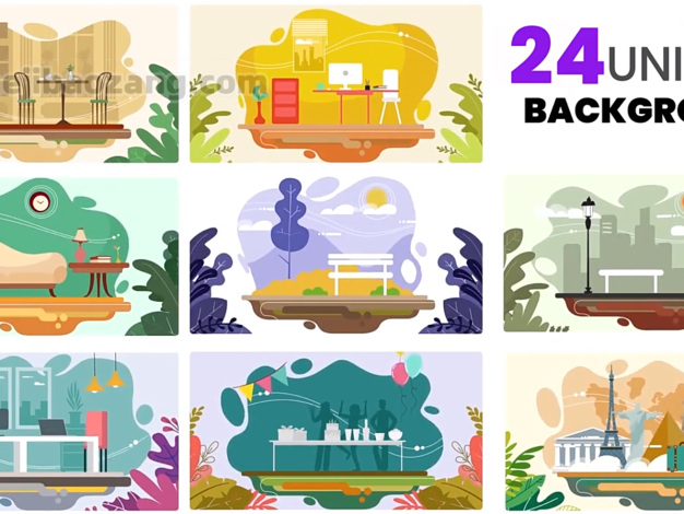 AE模板-二维卡通MG动画人物角色场景讲述介绍场景工具包一键套用 – 百度云下载