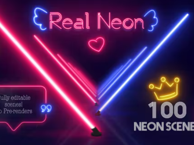 AE模板-100组霓虹发光酷炫创意图形动画 Real Neon – 百度云下载