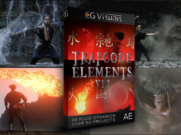 AE模板-Particular插件制作修仙武侠打斗场景特效元素三维石头尘土水流火焰闪电冰气宗粒子动画Trapcode Elements V1.2 – 百度云下载