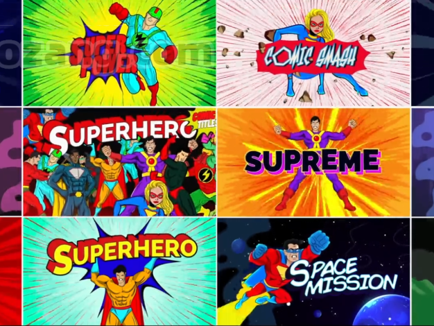 AE模板-动画漫画超级英雄文字漫威片头标题动画 Super Comic Titles – 百度云下载