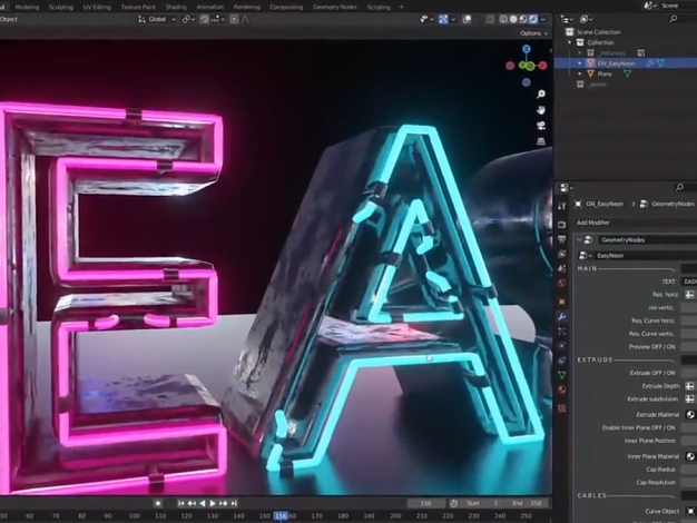 Blender插件-Easy Neon V1.3 炫酷霓虹发光灯管生成器 – 百度云下载
