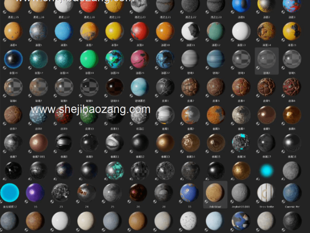 Blender中文材质预设库-200款实用抽象陶瓷泥土金属油漆材质！ – 百度云下载
