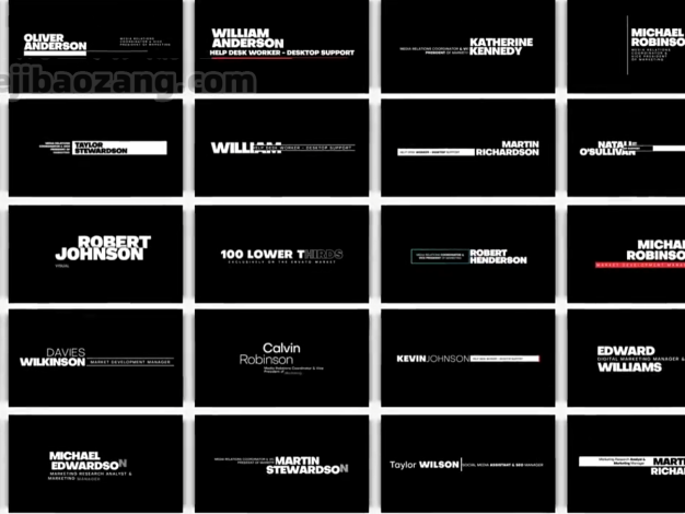 PR模板-Lower Thirds 100款文字标题字幕条片头展示排版动画附加使用教程 – 百度云下载