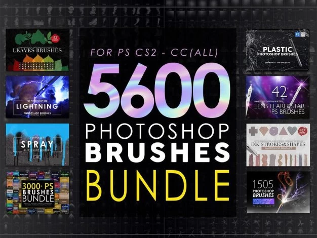 5673个PS笔刷超级捆绑集合包8合1 Photoshop Brushes Mega Bundle – 百度云下载