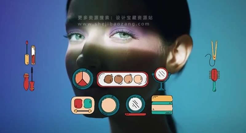 时尚美妆UP视频栏目包装动画AE/PR模板脚本预设 Retro Beauty Elements Pack – 百度云下载